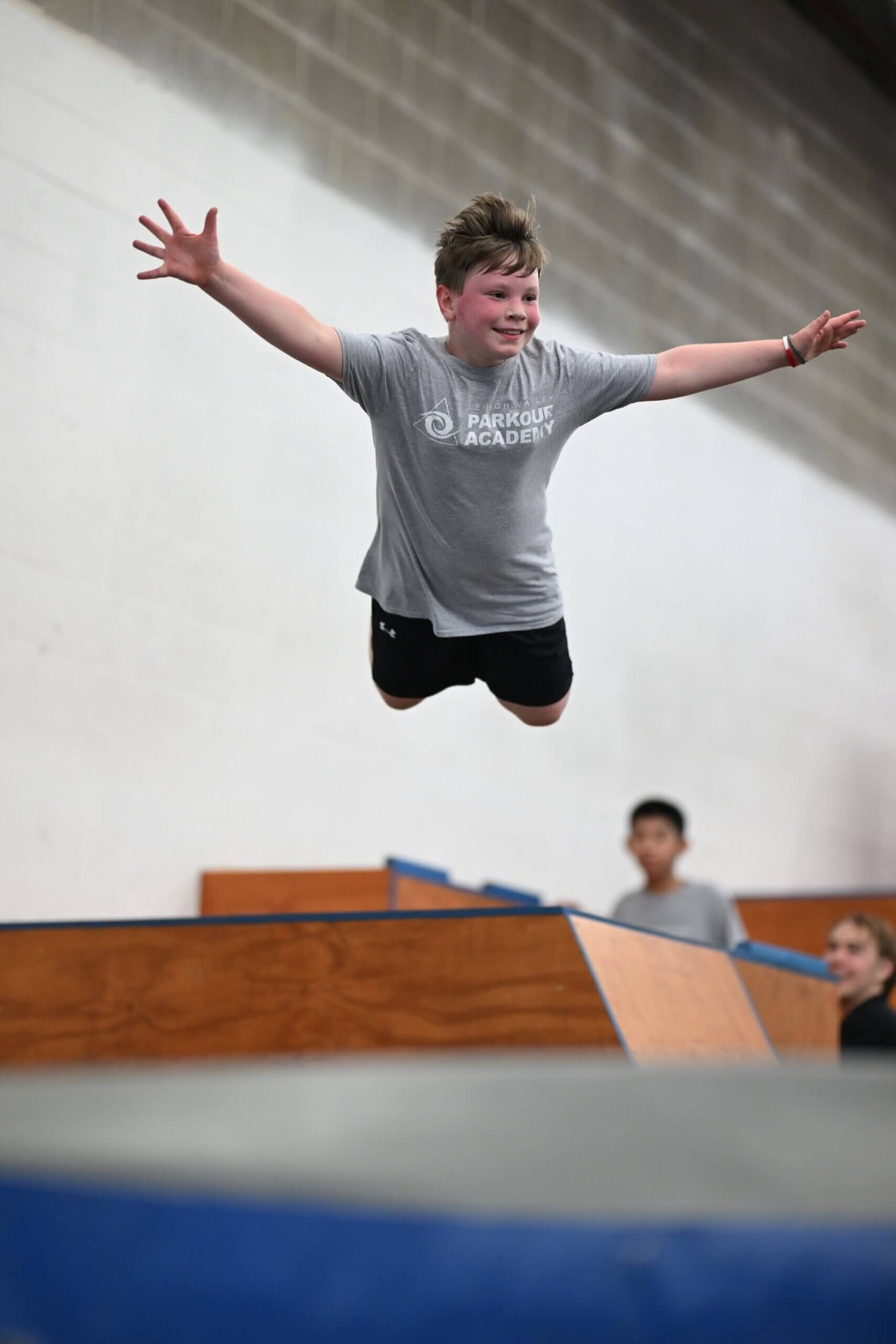 Teen student focused during a parkour drill